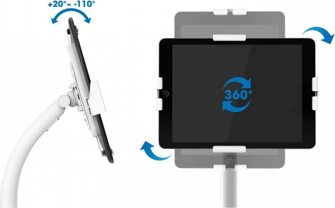Mbajtëse dyshemeje për tabletë Techly 406345, për 7.9-11", e bardhë, me kyç sigurie
