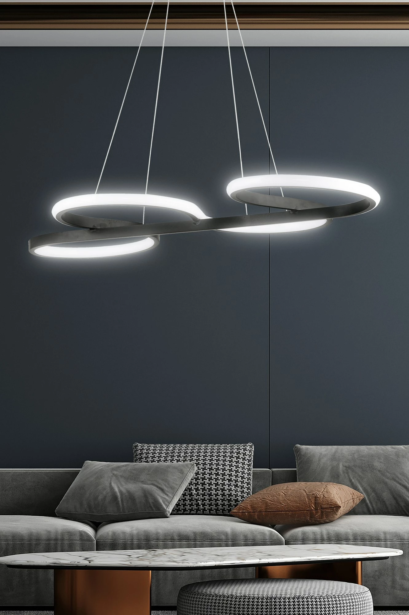 Llambë tavani Opviq Swing, e zezë, dritë e bardhë