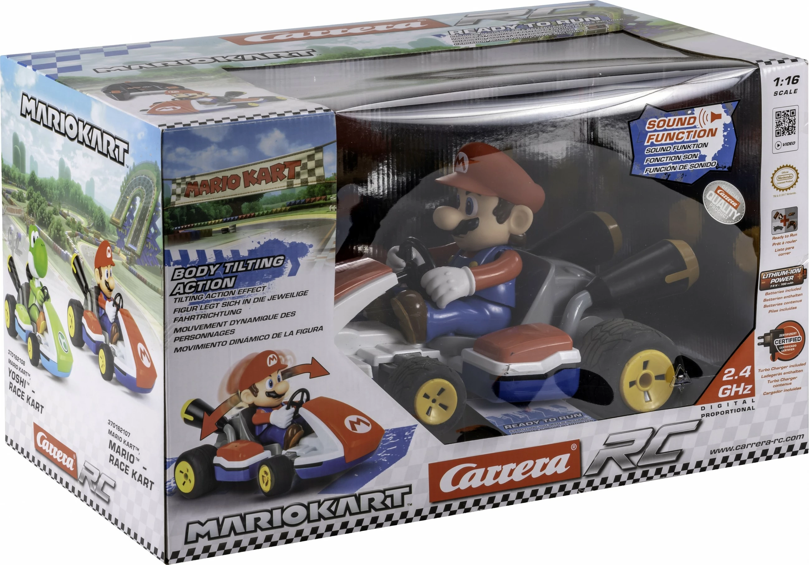 Vetura me telekomandë Carrera Mario Kart, Mario - Race Kart me zë, 1:16, 6 vjeç e lart