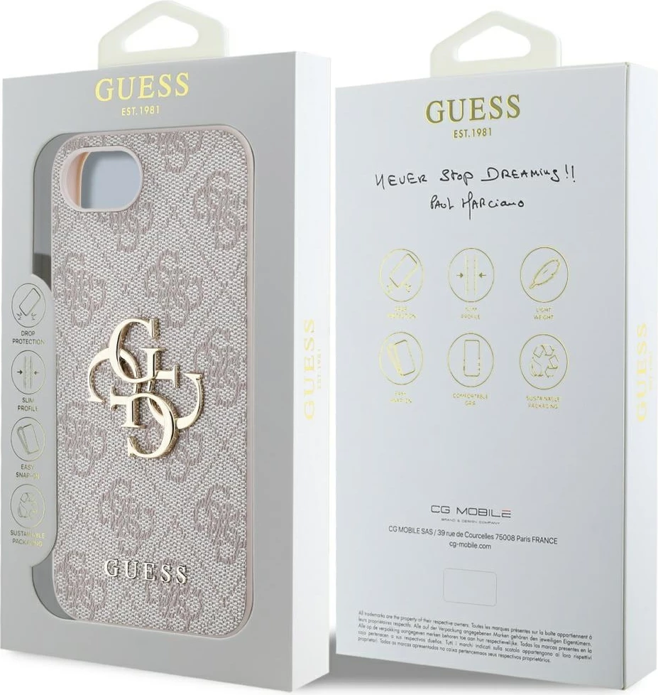 Mbështjellës Guess 4G Big Logo për iPhone 16e, Rozë