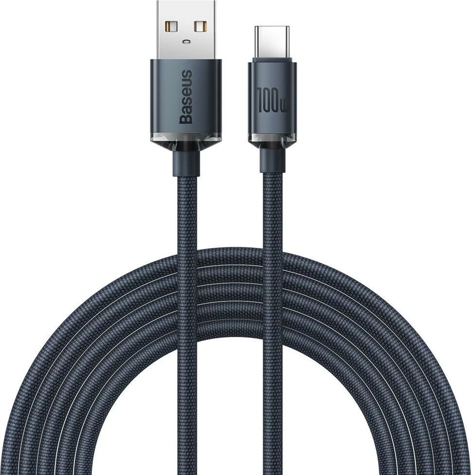 Kabllo USB-A në USB-C Baseus Crystal Shine CAJY000501/BSU3102BLK 2 m 100W USB 2.0, e zezë (1 copë)