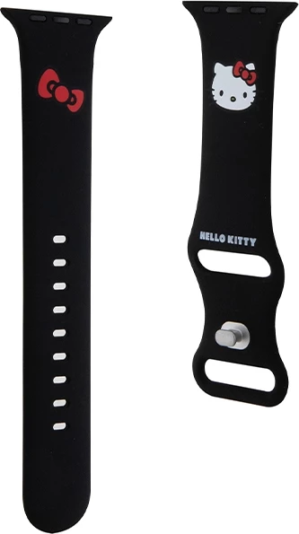 Rrip silikoni Hello Kitty për Apple Watch 42/44/45/49mm, i zi