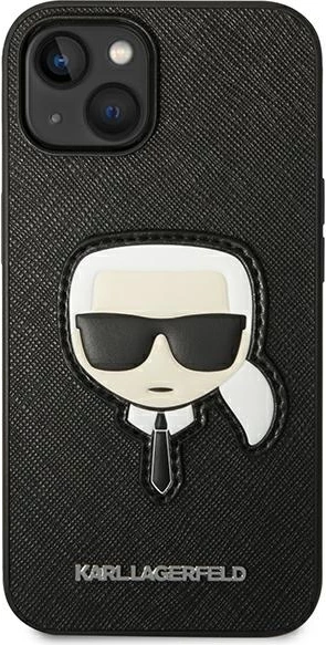 Mbështjellës Karl Lagerfeld KLHCP14MSAPKHK për iPhone 14 Plus 6.7", hardcase, Saffiano Karl's Head Patch, i zi