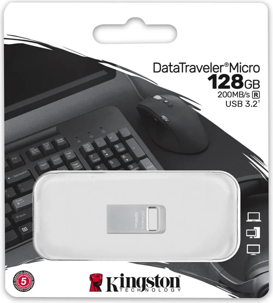USB Kingston DataTraveler 128GB, Metal, Argjendtë