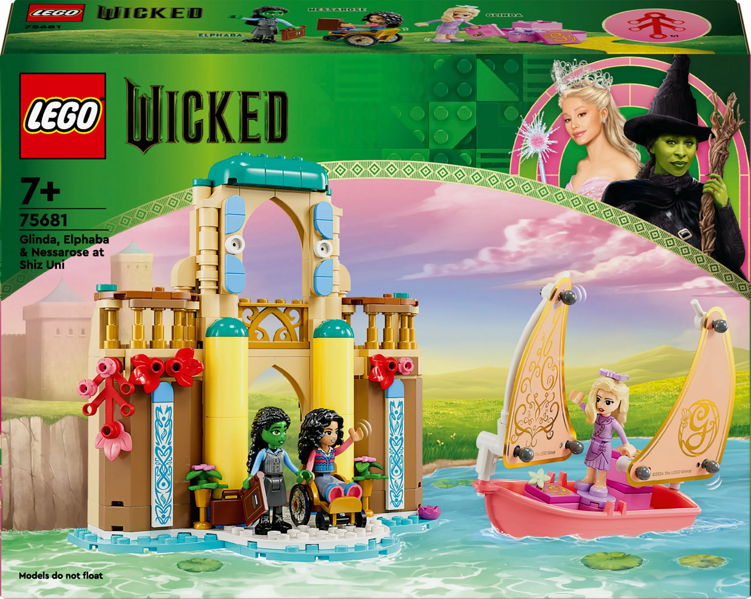 Set ndërtimi LEGO Wicked Glinda, Elphaba dhe Nessarose në Shiz University 75681, 304 copë, 7+