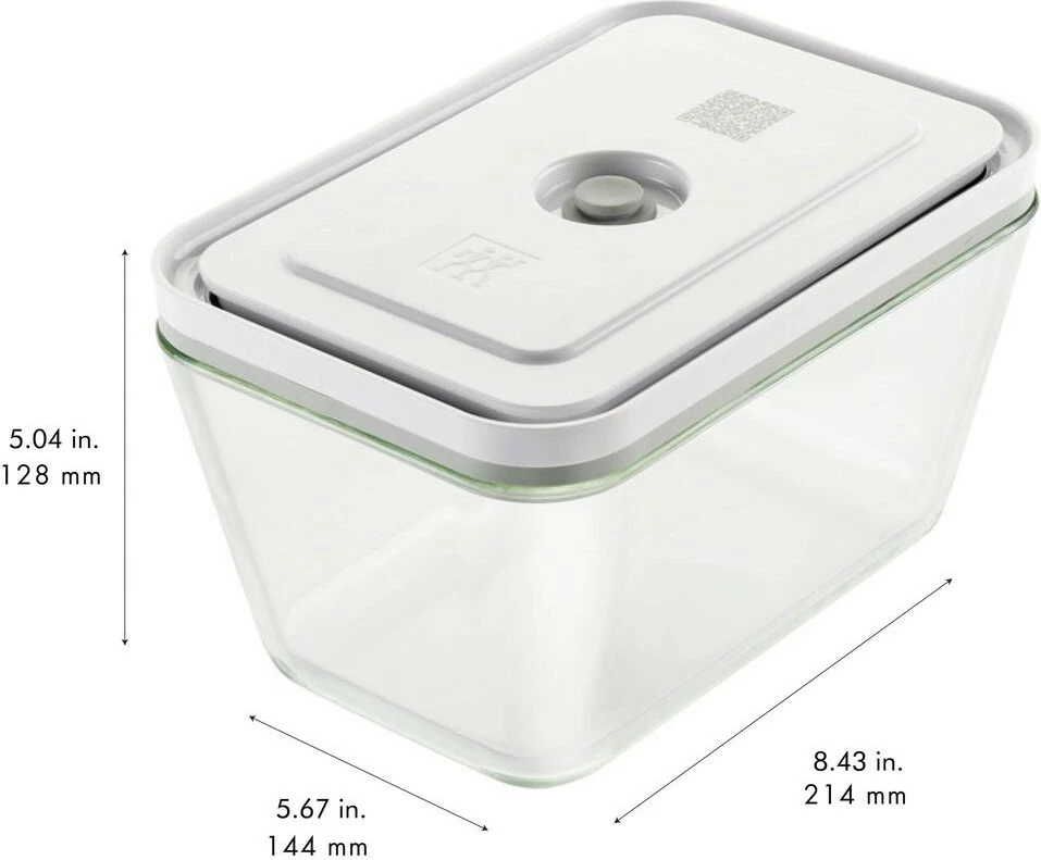 Set kuti ushqimi Zwilling FRESH & SAVE, 3 copë, qelq, kapak plastik, 350ml/750ml/1600ml, gri/transparente