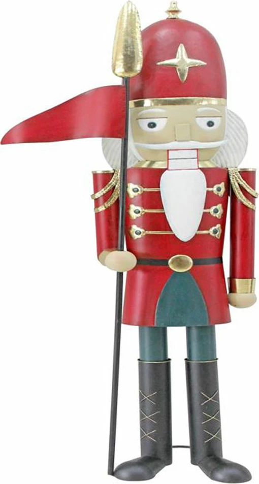 Dekor për Krishtlindje, ushtar arrash, metalik, i kuq dhe i gjelbër, 69x36x180cm