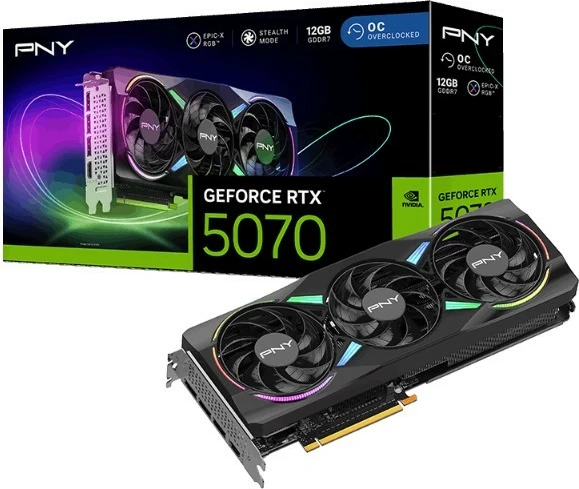 Kartelë grafike PNY GeForce RTX 5070 ARGB EPIC-X RGB, 12GB DDR7, PCI-E 5.0, e zezë