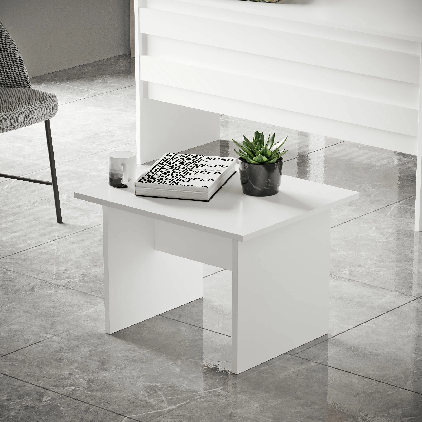 Set mobiljesh për zyre, ngjyrë e bardhë, Skye Decor, Vo13-W