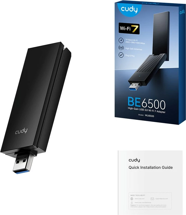 Kartë rrjeti wireless USB CUDY WU6500, 2x2 antena, e zezë