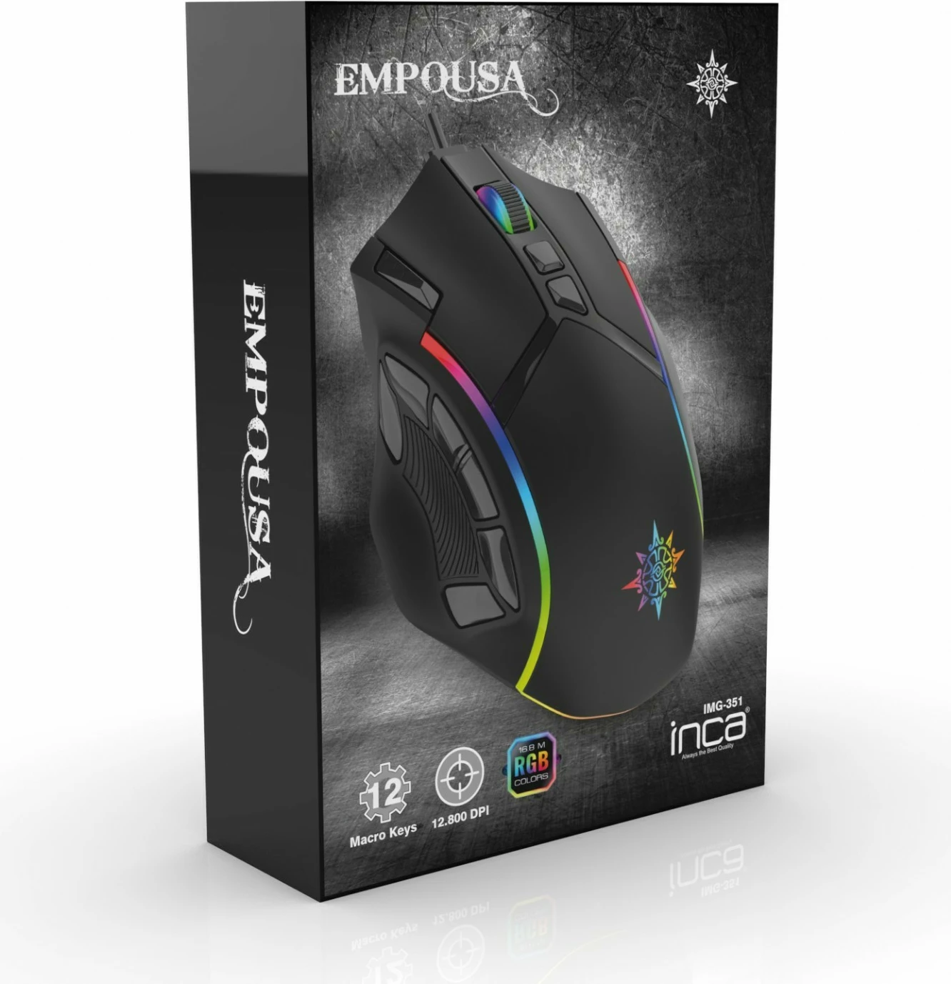 Maus gaming Incase IMG-351, 12800 DPI, RGB, USB, i zi
