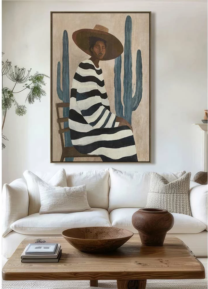 Pikturë dekorative Desert Bloom me kornizë, kanavacë, kafe-bezhë, 80x120x4 cm