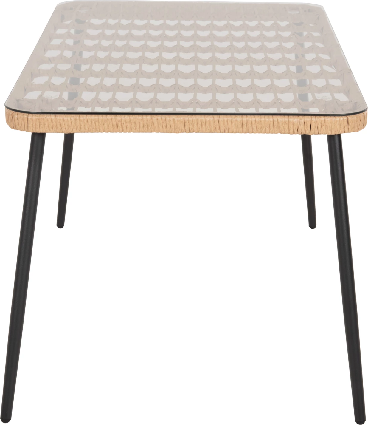 Tavolinë drejtkëndore për ngrënie, ALLEGRA, FH5537.11, metal i zi, ratan natyral, 139,5x79,5x73H cm