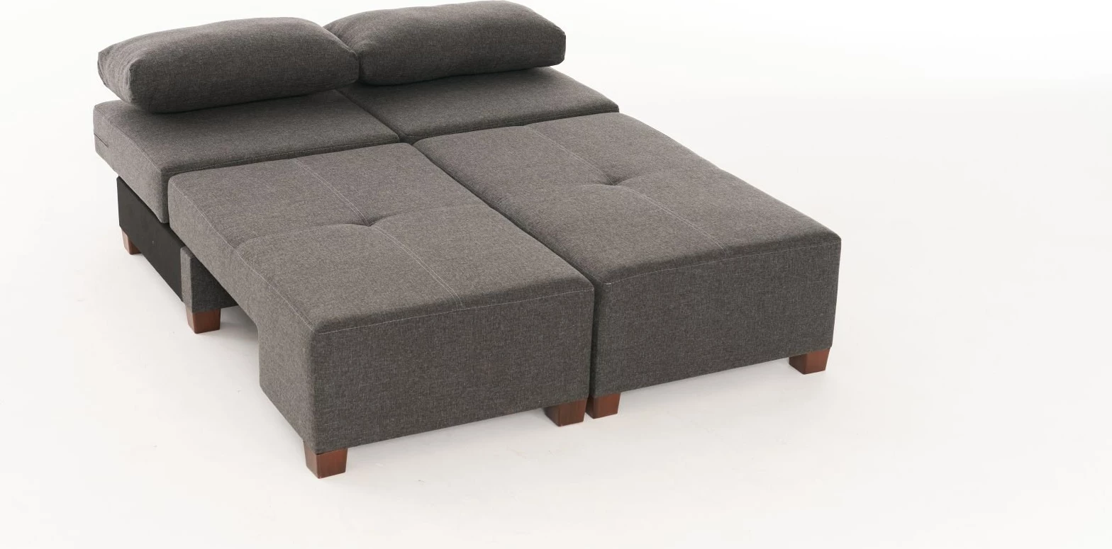 Krevat-sofa treshe, pëlhurë lino, ngjyrë antracit, Perenna