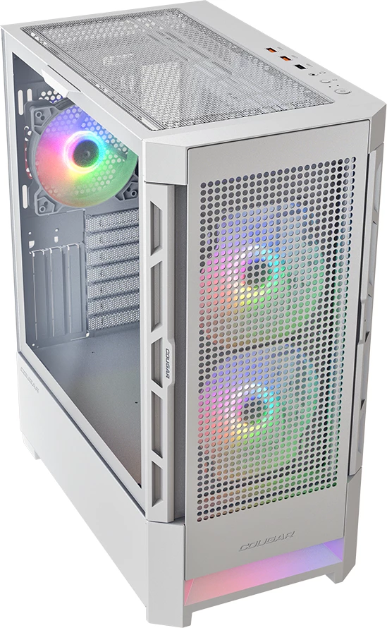 Kasë COUGAR Airface RGB Midi Tower, ATX/E-ATX, xham i temperuar, 3x120mm RGB, e bardhë