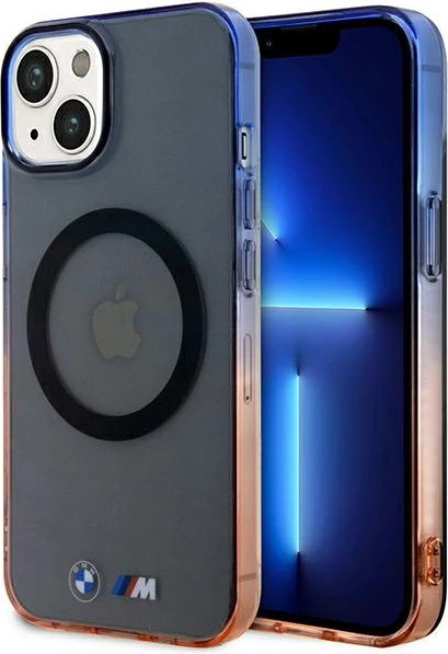 Mbështjellës BMW Gradient Bumper MagSafe për iPhone 14 Plus, silikon, gri