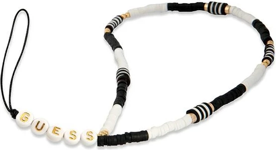 Mbështjellës varëse për telefon Guess GUSTBCKH, Heishi Beads, zi-bardhë