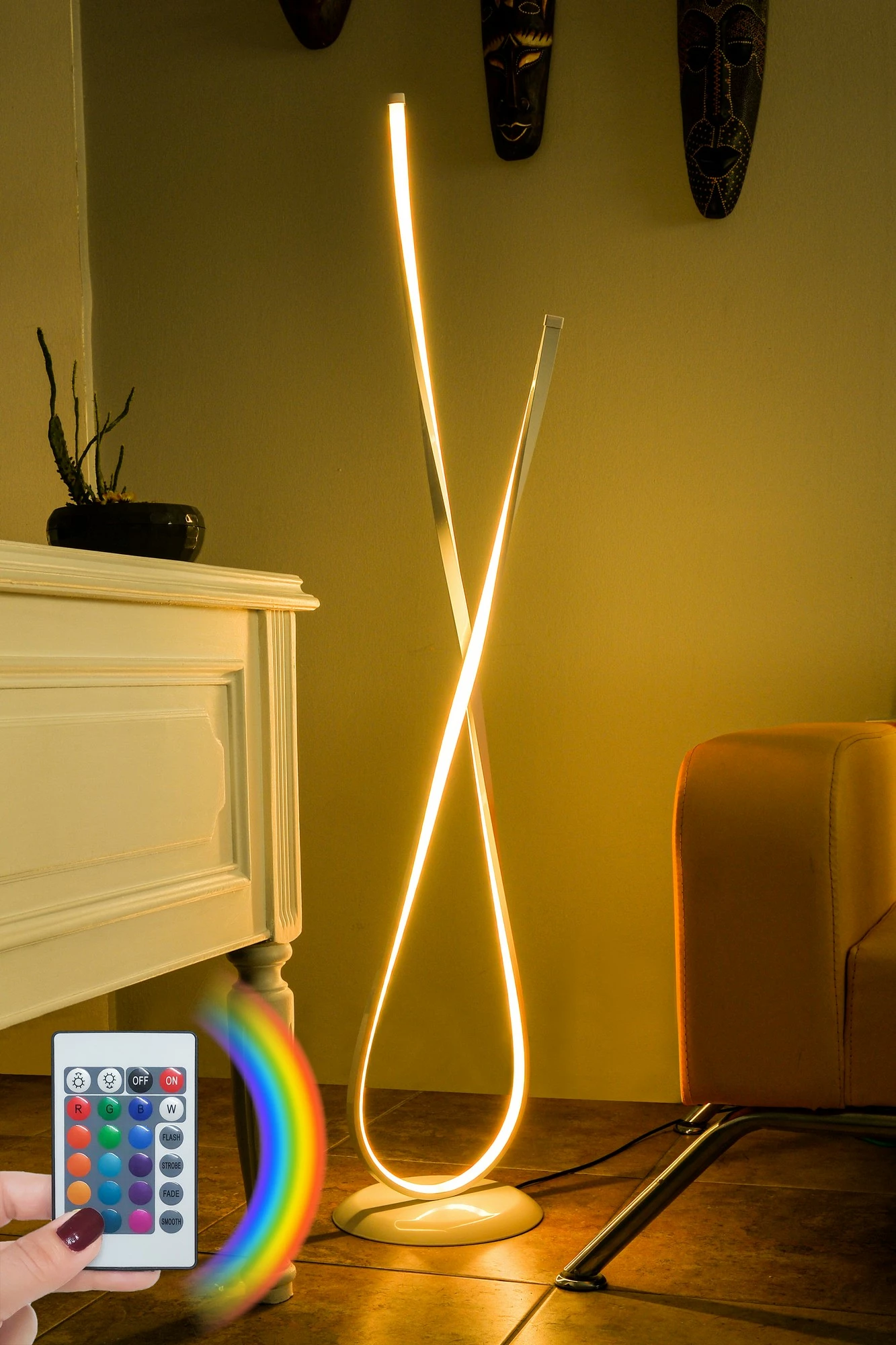 Llambë dyshemeje Opviq Van Gogh, e bardhë, shumëngjyrëshe