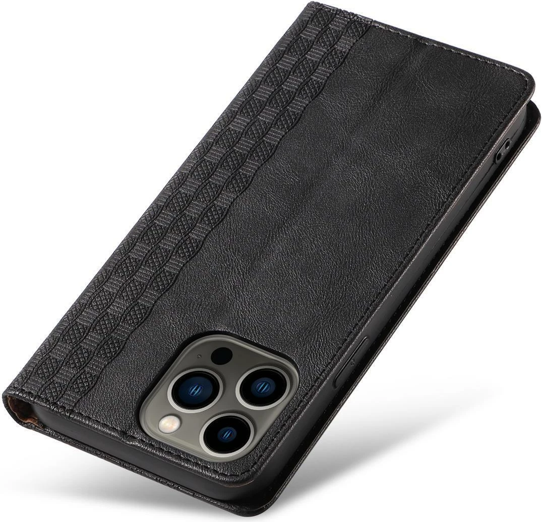 Mbështjellës Hurtel Magnet Strap Case për iPhone 14, me kapak, portofol, qëndrim, rrip dore, e zezë