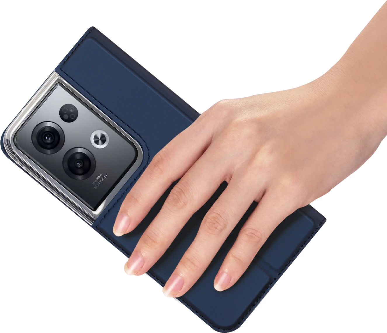 Mbështjellës Dux Ducis Skin Pro për Oppo Reno 8 Pro, me kapak, xhep për kartela, funksion standi, Kaltër