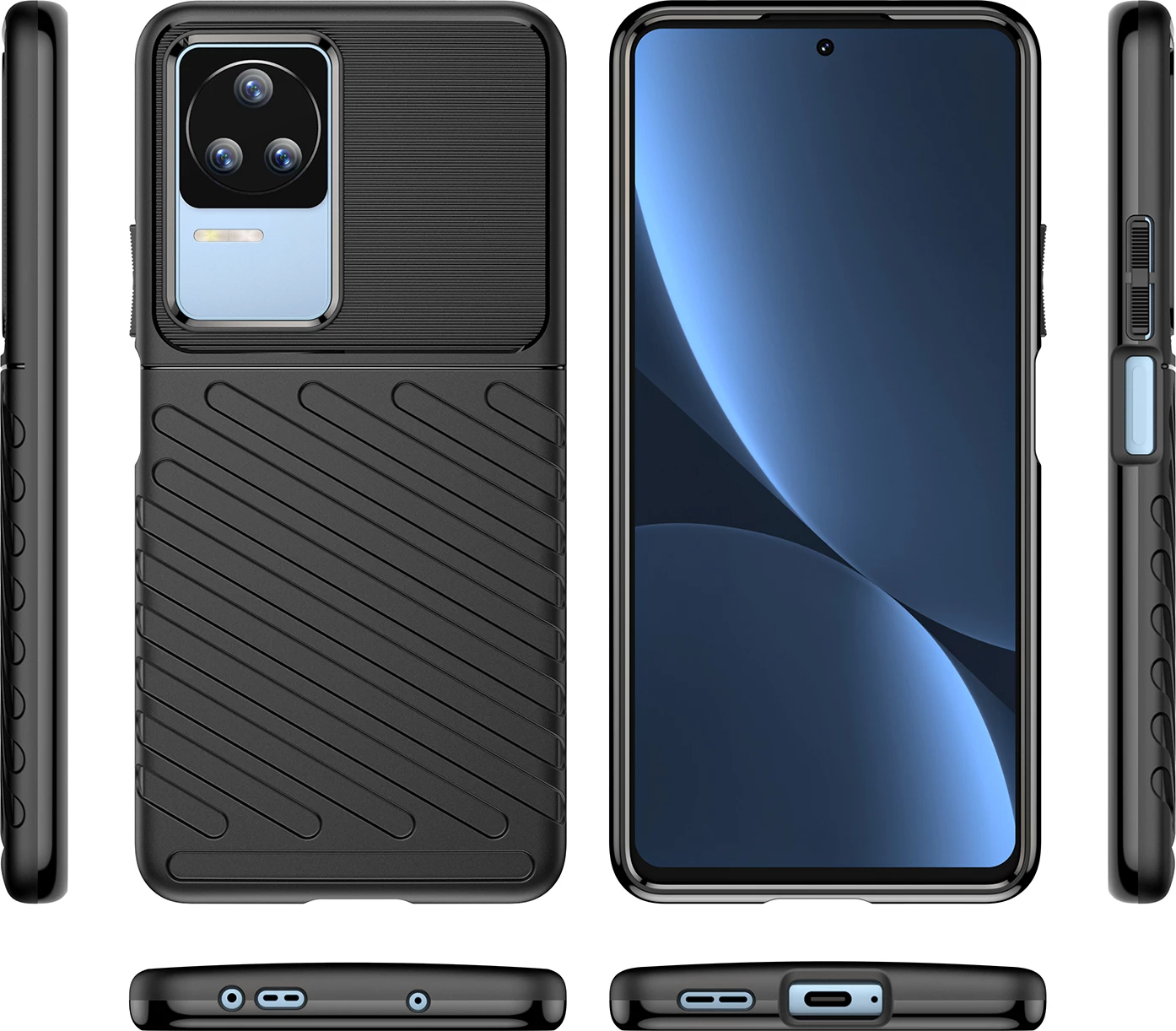 Mbështjellës Hurtel Thunder Case për Xiaomi Poco F4 5G, TPU, i zi