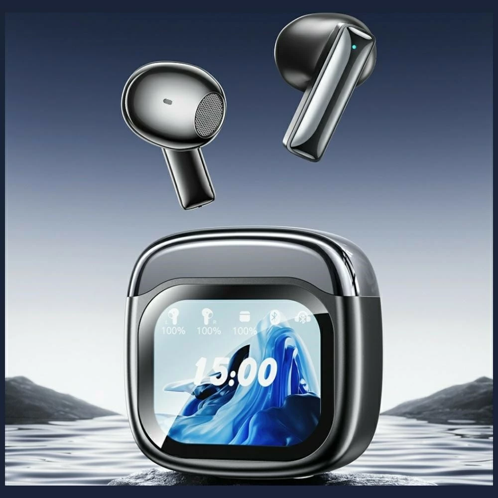 Kufje Bluetooth TWS AWEI TP100, Bluetooth 5.4, ENC, etui me ekran LCD, 20 orë, e zezë