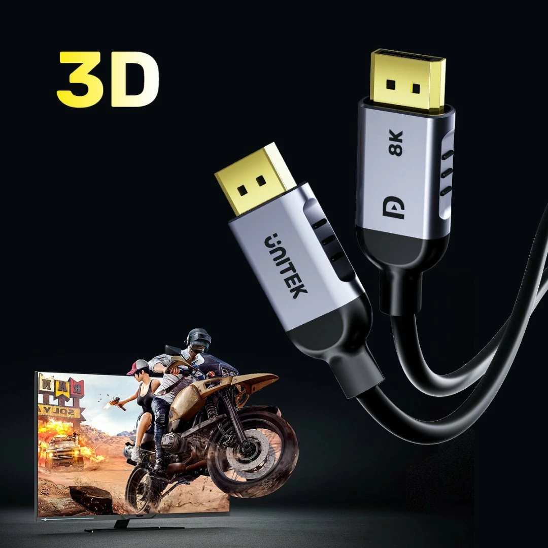 Kabllo DisplayPort Unitek C1628GY01-5M 5m DP 1.4 8K@60Hz/4K@240Hz e zezë