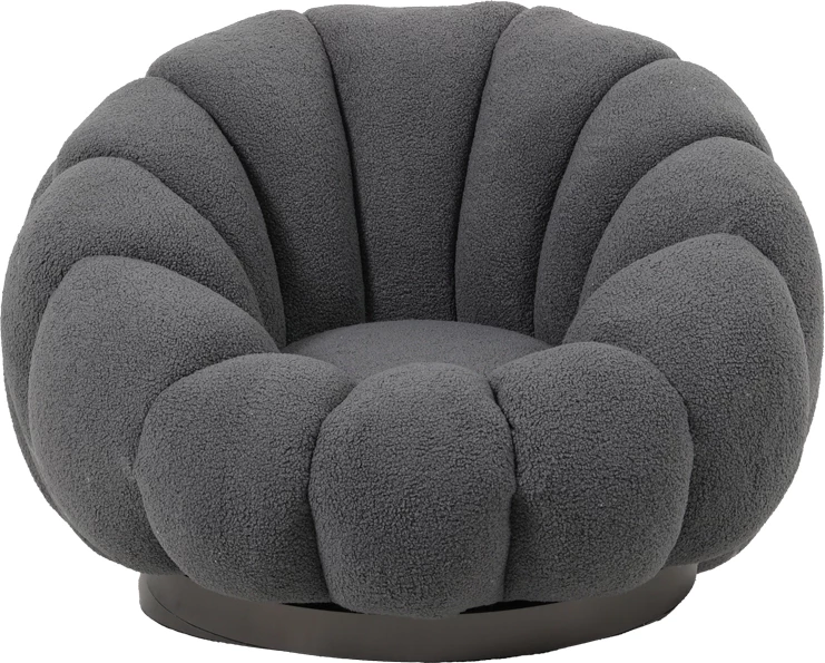 Karrige rrotulluese me stol, stof boucle, ngjyrë gri, 98x97x69cm