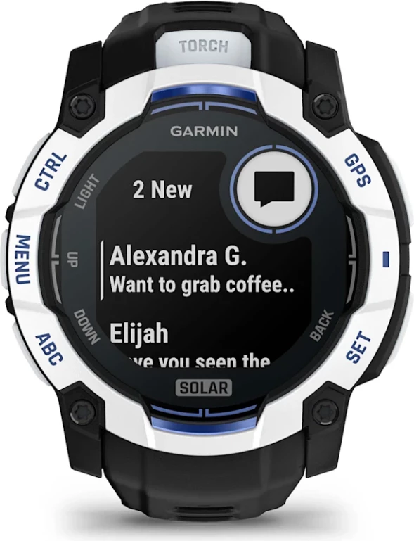 Smartwatch Garmin Instinct® 3, Solar, Whitestone/Black-Bolt Blue, 50 mm