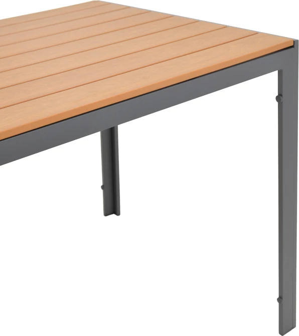 Tavolinë me karrige Nares-Azelie C set prej 5 copash alumini dhe tekstileni me dru natyral 140x80x72.5cm