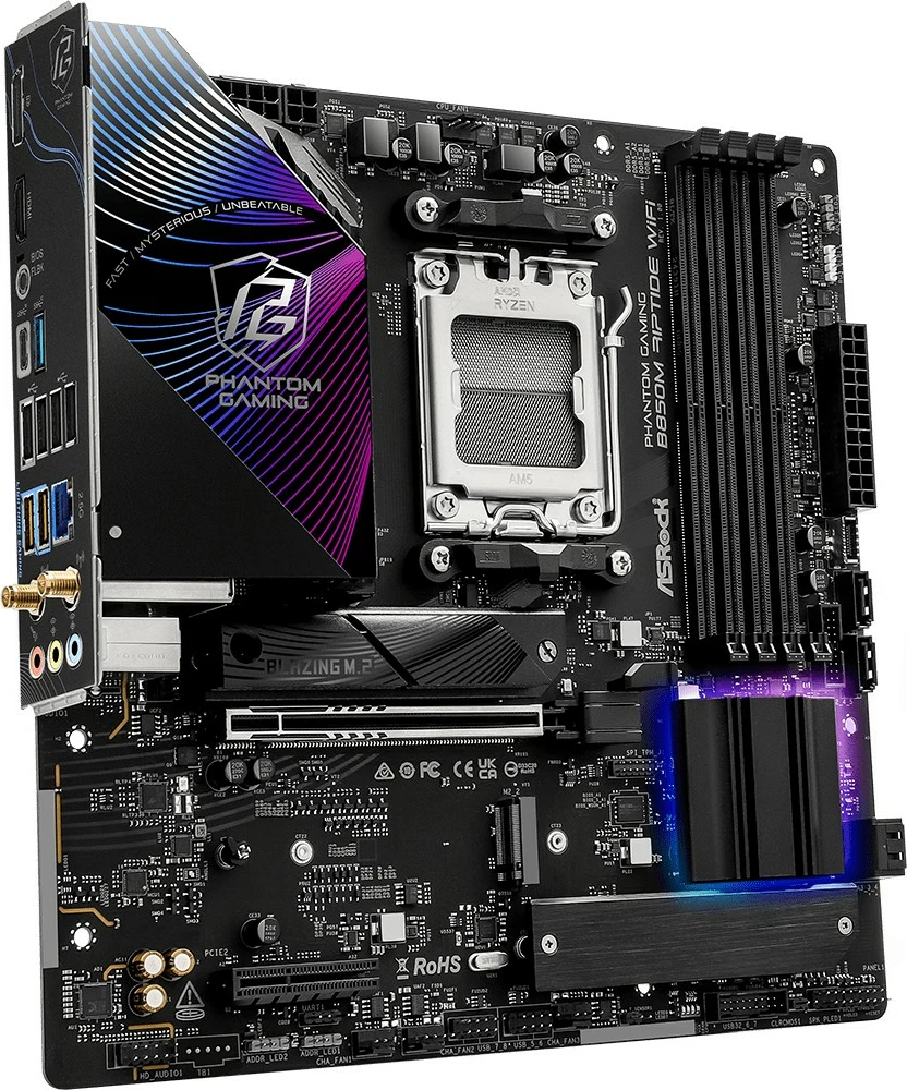 Pllakë amë ASRock Phantom Gaming B850M Riptide WiFi, AMD, Socket AM5, DDR5-SDRAM, 256 GB