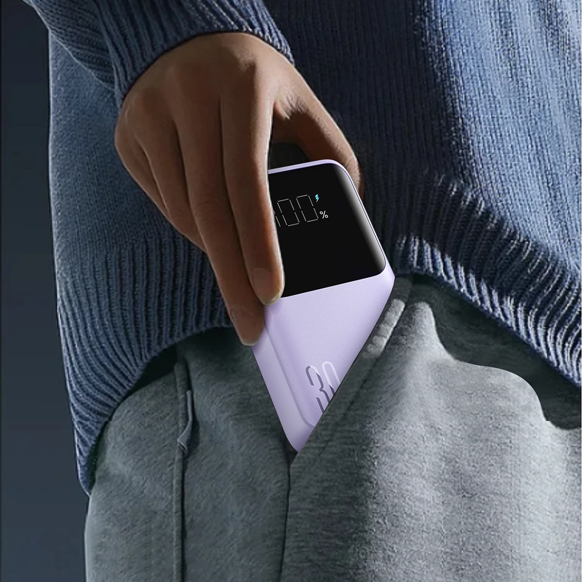 Powerbank Joyroom JR-PBC07, 20000mAh, 30W, me kabllo USB-C dhe Lightning, vjollcë