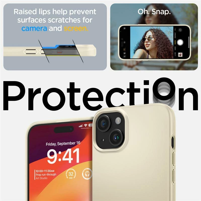 Mbështjellës Spigen Thin Fit për iPhone 15 Plus, Bezhe