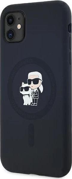 Mbështjellës Karl Lagerfeld Silicone Karl & Choupette MagSafe për iPhone 11/XR, i zi