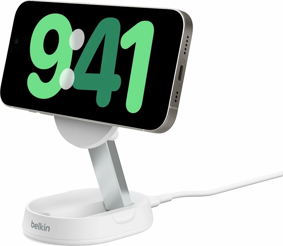Karikues wireless Belkin BoostCharge Qi2 15W magnetik me USB-C WIA008btWH, me kabllo 1.5 m, i bardhë