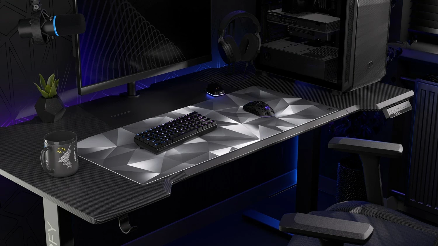 Mauspad Endorfy Crystal Black XL, për lojtarë, ngjyrë bardhë e zi