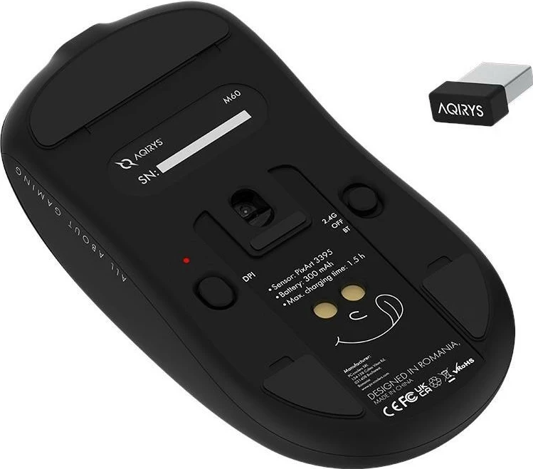 Maus gaming Aqirys M60, RGB, Bluetooth, USB, i zi