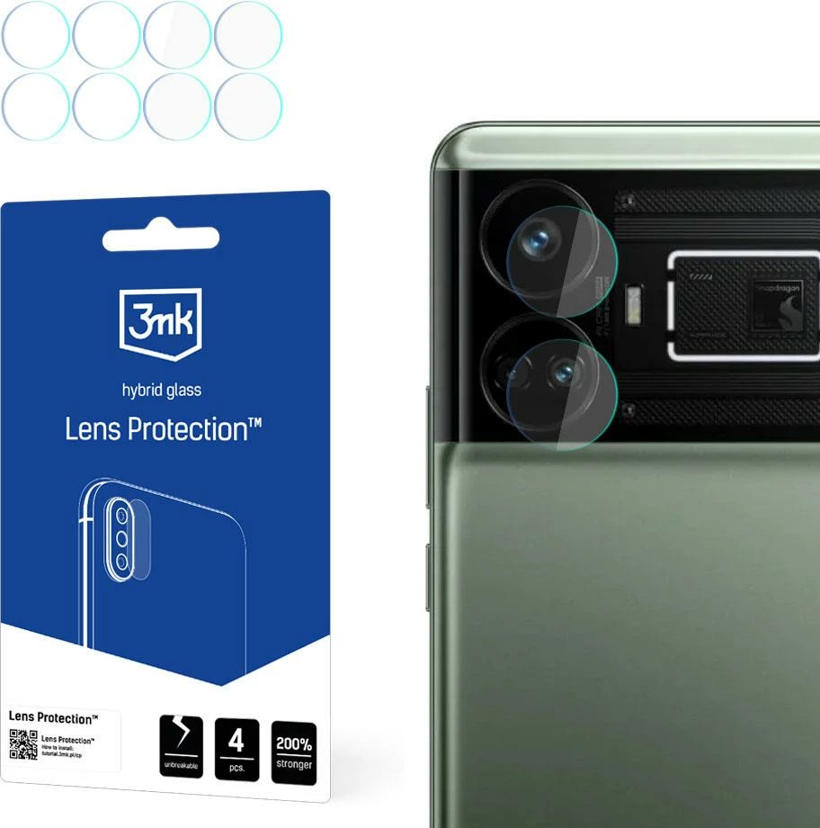 Mbrojtës xhami hibrid për kamerë, 3mk Protection Lens Protection, për Realme GT 5, set 4 copë