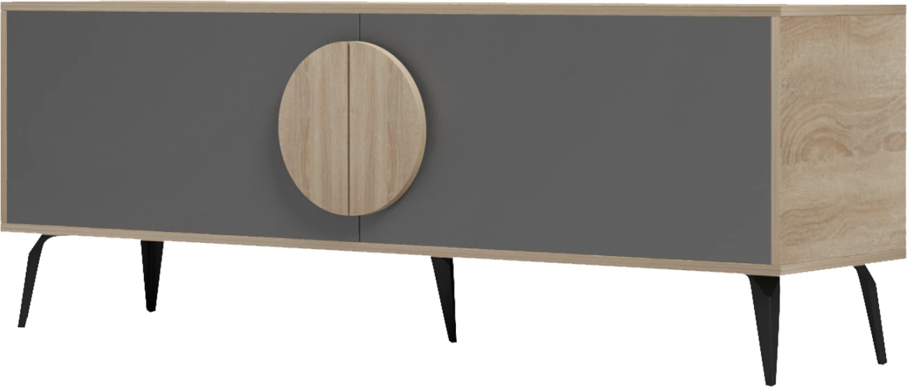Komodë TV SAVORE, melaminë, sonama/gri, 140x35.5x51cm