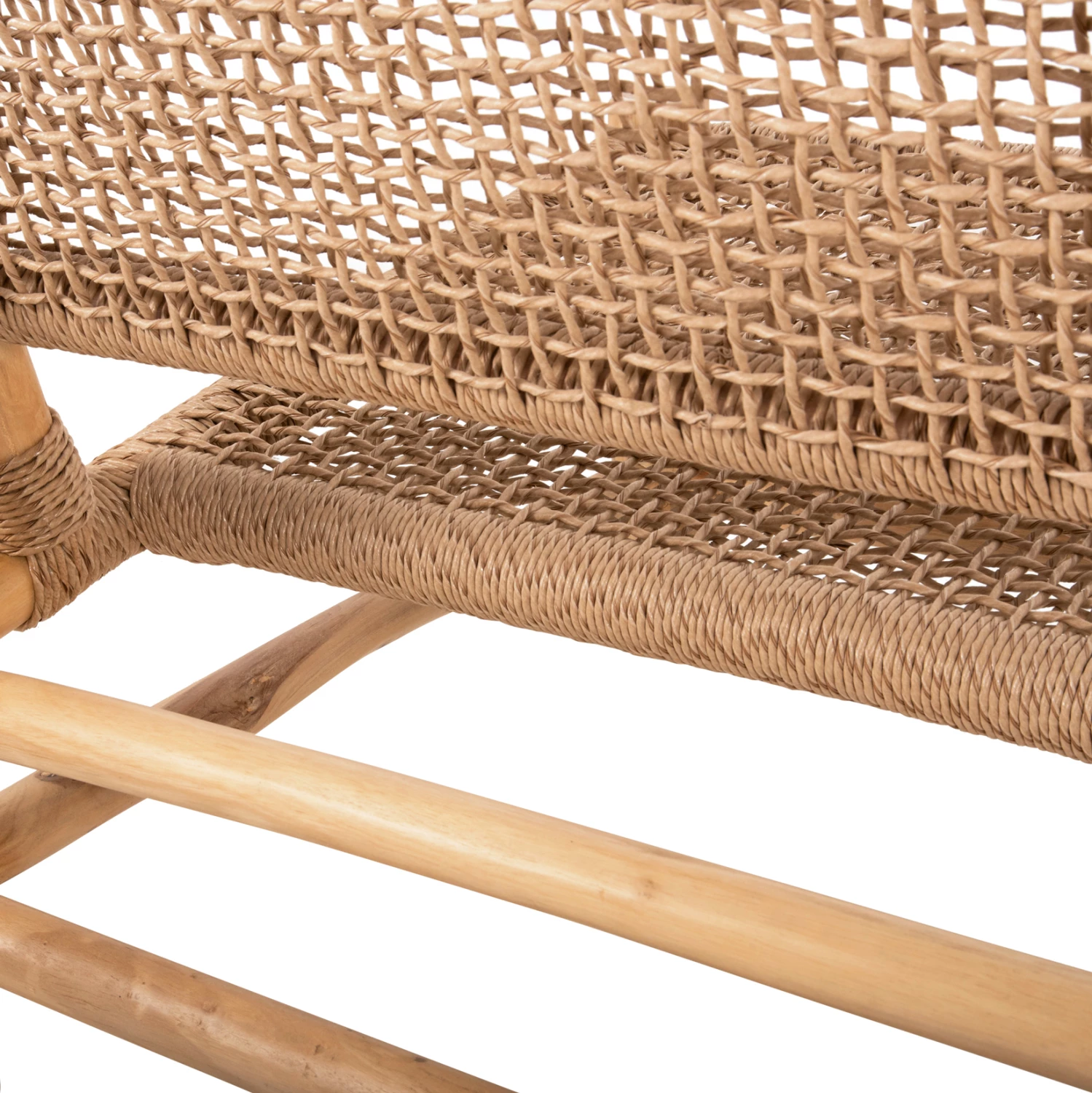 Set salloni për jashtë 4 pjesë, dru teak, ratan sintetik, ngjyrë natyrale