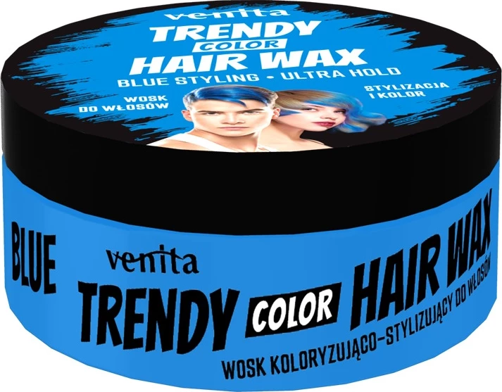 Voskë për flokë me ngjyrë Venita Trendy Color Hair Wax blu 75g