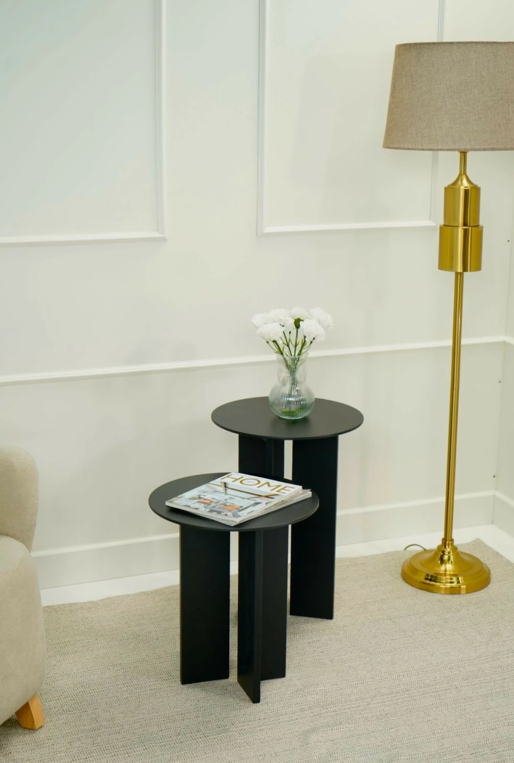 Set tavolinash kafeje Skye Decor, Leo (55 + 45), ngjyrë e zezë