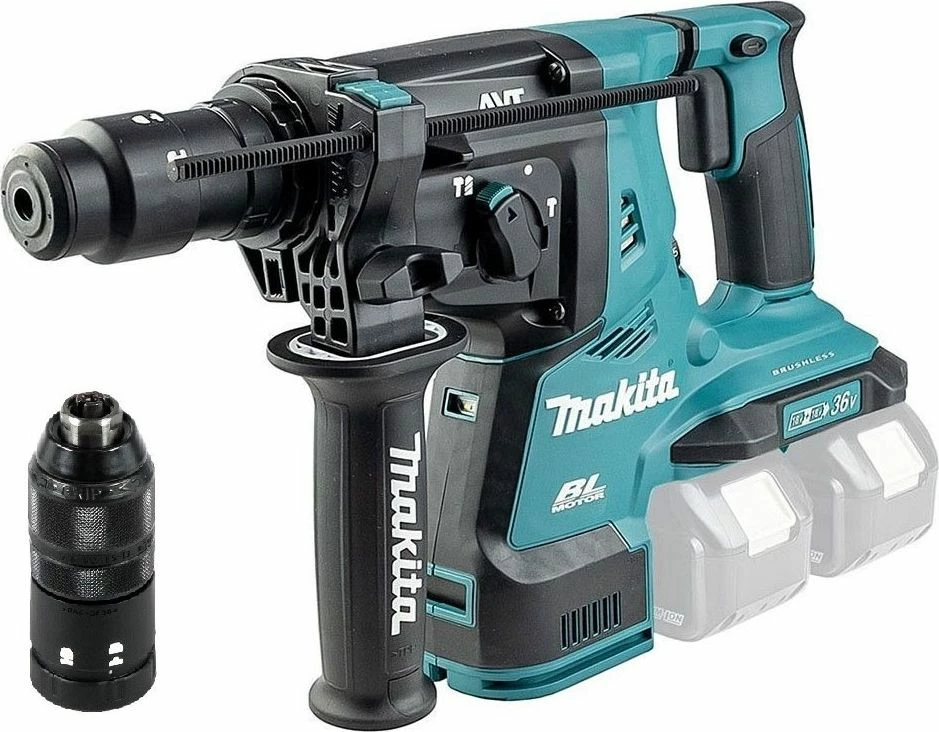 Bormashinë çekiç rrotulluese Makita DHR281Z 2x18V (36V) SDS-Plus, 2.8J, pa bateri/pa karikues, blu-jeshile