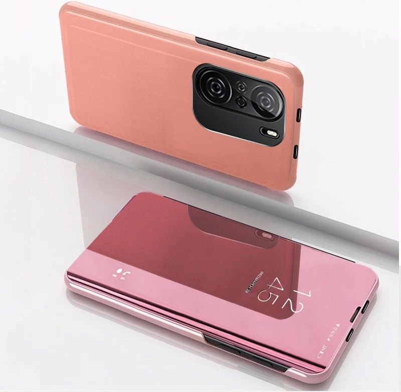 Mbështjellës Hurtel Clear View Case për Xiaomi Redmi K40 Pro+ / K40 Pro / K40 / Poco F3, rozë