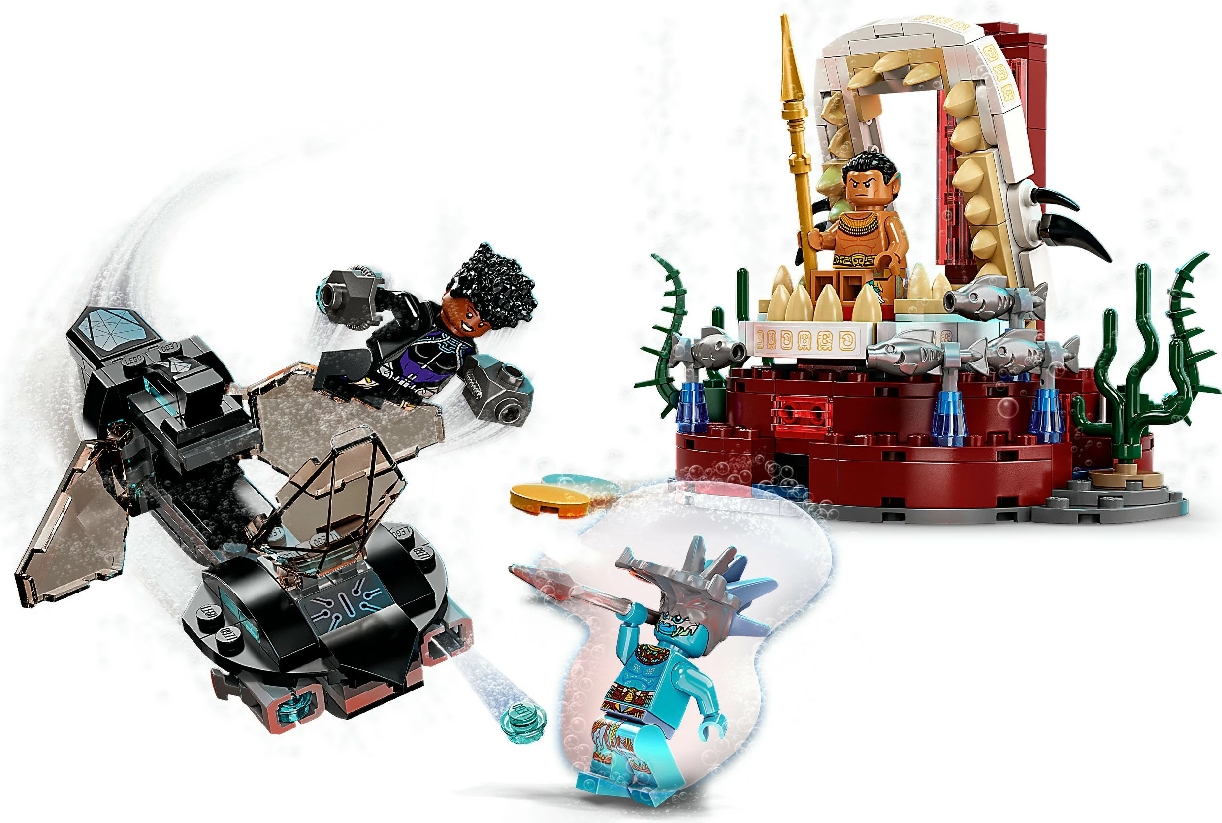 Set ndërtimi LEGO Marvel Avengers King Namor’s Throne Room, 355 pjesë, shumëngjyrësh
