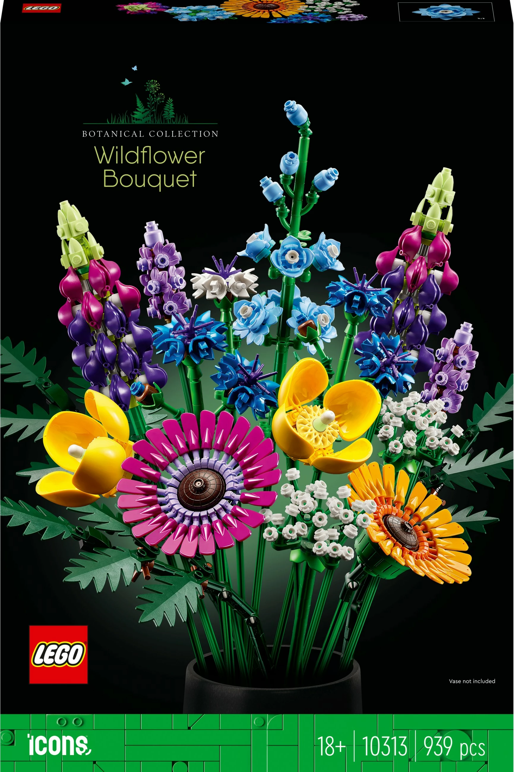 Set ndërtimi LEGO ICONS Wildflower Bouquet, 939 copë, shumëngjyrësh