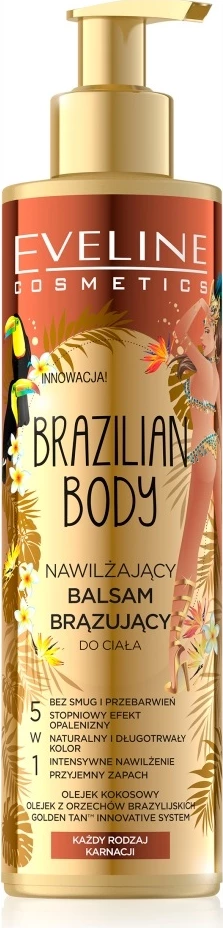 Balsam trupi vetë-nxirës hidratues për femra Eveline Cosmetics Brazilian Body, 200ml