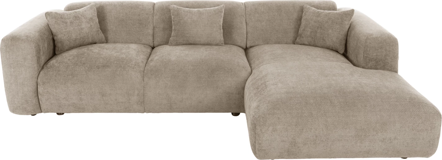 Divan qoshe BRICKEN FH3275.01R, pëlhurë bezhë, 110-282x98-160x72H cm