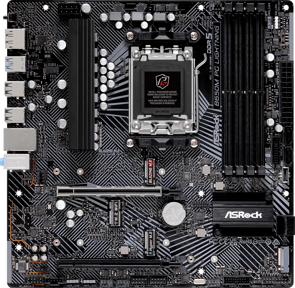 Pllakë amë Asrock B650M PG Lightning, Socket AM5, micro ATX, e zezë