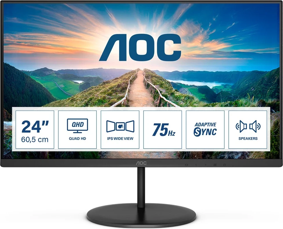 Monitor AOC Q24V4EA, 23.8", 2K Ultra HD, LED, 75Hz, i zi